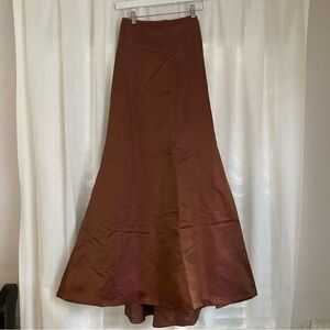 Carmen Marc Valvo formal maxi skirt a-line mermaid silhouette metallic NWT